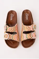 Pantoufles décontractées pour femmes Muggo BEFOR à double boucle et motifs