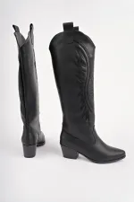 Bottes de cowboy pour femmes Muggo RODEO avec détails de surpiqûres et talon épais 