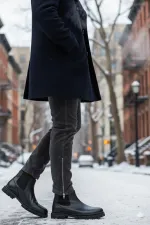 Bottes Chelsea d'hiver pour homme Muggo THOR en cuir véritable garanti, semelle épaisse