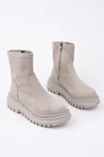 Muggo SUEVA Suede Chunky Sole Zippered Women's Boots