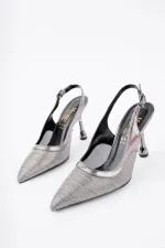 Muggo ARYNA Sivri Burun Arkası Açık Günlük Klasik Kadın Topuklu Ayakkabı