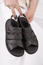 Sandales orthopédiques décontractées pour hommes Muggo Charles, en cuir véritable, confortables et à semelle souple. Garantie.