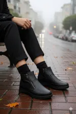 Muggo FENİKS Hakiki Deri Çift Fermuarlı Kadın Bot