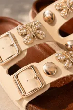 Pantoufles pour enfants Muggo SOLI à double boucle et accessoire papillon