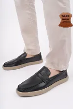 Muggo HARNAZ Laceless Genuine Leather Men's Casual Shoes