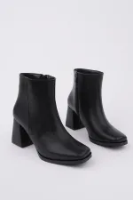 Bottes Muggo DIVINA à bout carré et talon épais avec fermeture éclair pour femmes