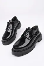 Muggo BLANCA  Bağcıklı Hakiki Deri Kalın Taban Günlük Casual Makosen Kadın Loafer Ayakkabı