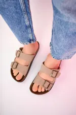 Muggo REHDA Garantili İki Toka Rahat Taban Ayarlanabilir Unisex Terlik