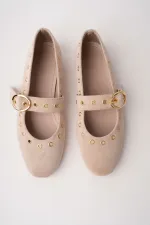 Ballerines en cuir cloutées à boucle dorée Muggo ZENA pour femmes