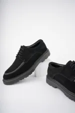 Muggo SAMUEL Chaussures pour hommes classiques et confortables en cuir véritable, style décontracté, avec semelle orthopédique épaisse.