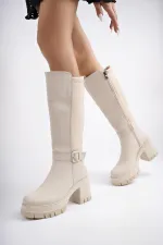 Muggo ARONGO garanti ceinture détail fermeture éclair talon plateforme bottes pour femmes