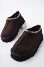 Muggo LİNG Garantili Kalın Taban Içi Tüylü Yuvarlak Burunlu Kadın Terlik