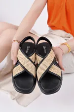 Muggo ELİSHA Lastikli Kadın Günlük Hasır Sandalet