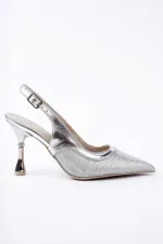 Muggo ARYNA Sivri Burun Arkası Açık Günlük Klasik Kadın Topuklu Ayakkabı