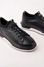 Baskets décontractées à lacets et semelle épaisse en cuir véritable pour homme Muggo REID