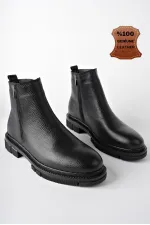 Bottes d'hiver pour hommes Muggo Chelsea en cuir véritable avec double fermeture éclair garantie