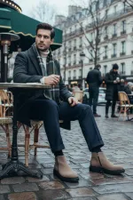 Bottes d'hiver décontractées pour homme Muggo ASTRA en cuir véritable avec double fermeture éclair 