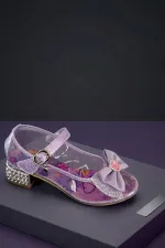 Chaussures habillées à talons hauts pour filles Muggo PONYTA transparentes à paillettes et nœud, ornées d'un nœud.