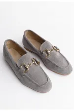 Muggo MONA Garantili Metal Tokalı Deri Kadın Loafer Günlük Ayakkabı