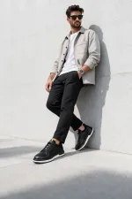 Baskets décontractées à lacets et semelle épaisse en cuir véritable pour homme Muggo REID