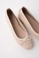 Muggo HİDDEN Gizli Topuklu Fiyonk Detaylı Deri Kadın Babet