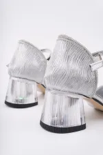 Chaussures à talons bas pour filles Muggo BLOSSOM à paillettes et à bride cheville lumineuse.