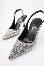 Chaussures habillées classiques à talons pour femmes, bout pointu et talon ouvert, de la marque Muggo JEWELLERY