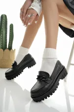 Mocassins Muggo SAMANTHA pour femmes, semelle épaisse, boucle, chaussures décontractées pour tous les jours