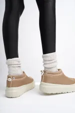 Muggo LUUQ Garantili Kadın Kalın Taban Içi Tüylü Günlük Mini Yarım Bot