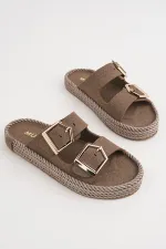 Muggo GOLDY Women's Double Buckle Adjustable Comfortable Sole Casual Slippers Muggo GOLDY Women's Double Buckle Adjustable Comfortable Sole Casual Slippers