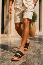 Muggo AUGUSTA Ayarlanabilir Çift Tokalı Günlük Erkek Terlik