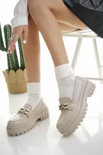 Mocassins Muggo SAMANTHA pour femmes, semelle épaisse, boucle, chaussures décontractées pour tous les jours