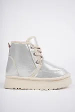 Bottines Muggo PUFFY à semelle épaisse garantie, doublées de fourrure et à lacets, idéales au quotidien pour les enfants