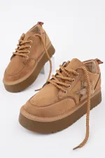 Muggo TRUNKS Kalın Taban Bağcıklı Yıldız Detaylı Çocuk Kışlık Sneaker Spor Ayakkabı