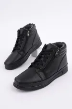 Bottes d'hiver pour hommes Muggo TITAN en cuir véritable doublées de fourrure, fermeture éclair et lacets