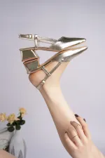 Muggo WONDER Pointed Toe Open Back Women's Low Heel Shoes