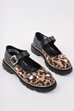 Mocassins décontractés pour femmes Muggo EGERIA à imprimé léopard, bride unique et semelle épaisse