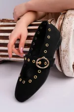 Ballerines en cuir cloutées à boucle dorée Muggo ZENA pour femmes