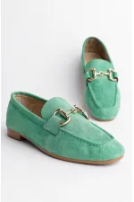 Muggo MONA Garantili Metal Tokalı Deri Kadın Loafer Günlük Ayakkabı