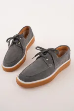 Muggo CRAFT Genuine Suede Leather Lace-up Men's Casual Loafer Shoes