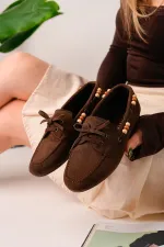 Muggo Multi-Colored Beaded Detail Women's Casual Lace-up Loafer Shoes Muggo Multi-Colored Beaded Detail Women's Casual Lace-up Loafer Shoes