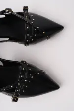 Chaussures à talons bas pour femmes Muggo JOLY, bout pointu et talon ouvert, avec accessoires métalliques