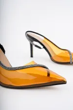 Muggo Sidney Women's Princess Embellished Transparent High-Heeled Dress Shoes