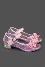 Chaussures habillées à talons hauts pour filles Muggo PONYTA transparentes à paillettes et nœud, ornées d'un nœud.