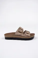 Muggo Lena Kadın Garantili Günlük Ortopedik Çift Bantlı Tokalı Kaymaz Taban Rahat Terlik