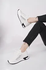 Chaussures de sport Muggo MARTHA pour femmes, à semelle épaisse, en maille décontractée et à lacets ornées de strass.