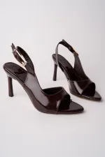 Muggo PURELINE Patent Leather Pointed Toe Thin Heel Open Back Women's High Heels