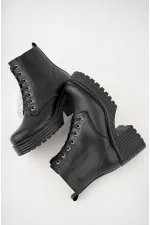 Muggo GRAZi Guaranteed Thick Sole Platform Heel Zipper and Lace-up Women's Boots