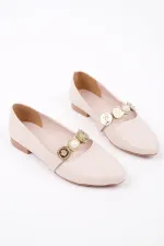 Ballerines Muggo POENA à bride unique pour femme, ornées d'une broche.