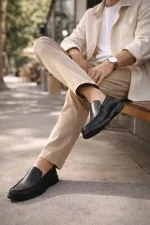 Muggo WINSOR Genuine Leather Laceless Comfortable Sole Men's Casual Classic Loafer Shoes